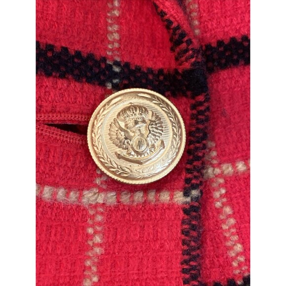 Courtenay Vintage Plaid Red Black Single-Button Blazer w/Shoulder Pads Size 14 - Picture 6 of 12